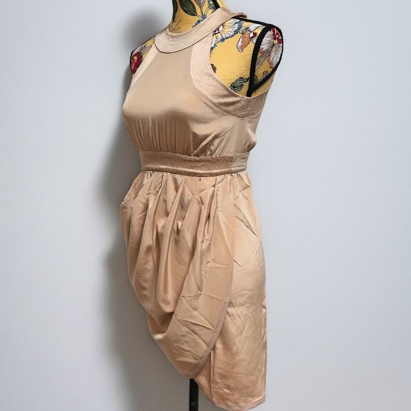 Bebe Satin Halter Neck Wrap Dress Size XXS - Picture 2 of 4